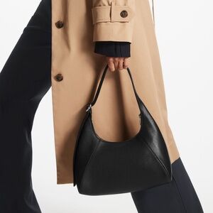 Black Leather Shoulder Bag- COS